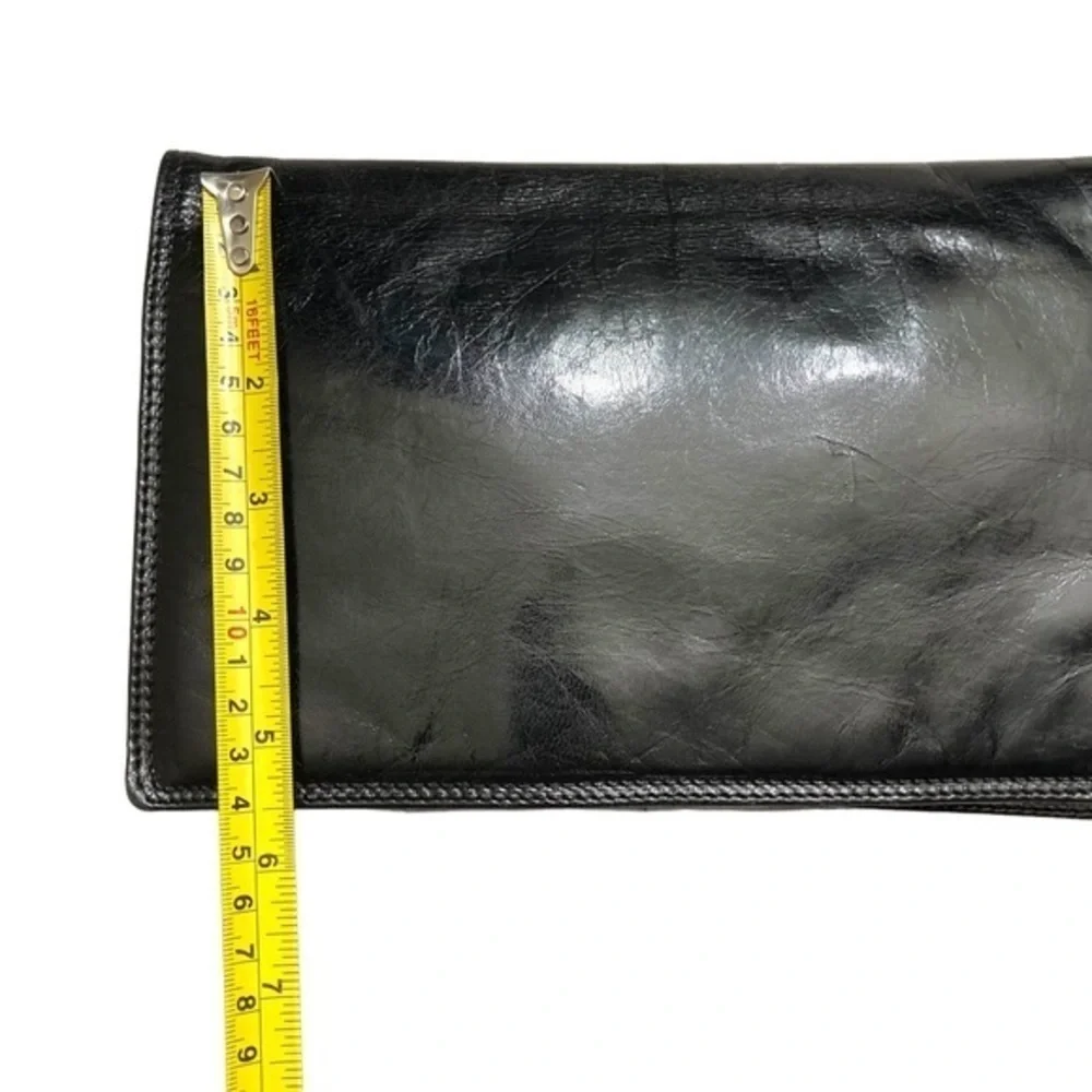 Bottega Veneta black Italian leather clutch bag